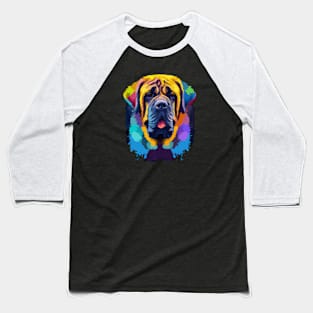 English Mastiff Stencil Design Baseball T-Shirt